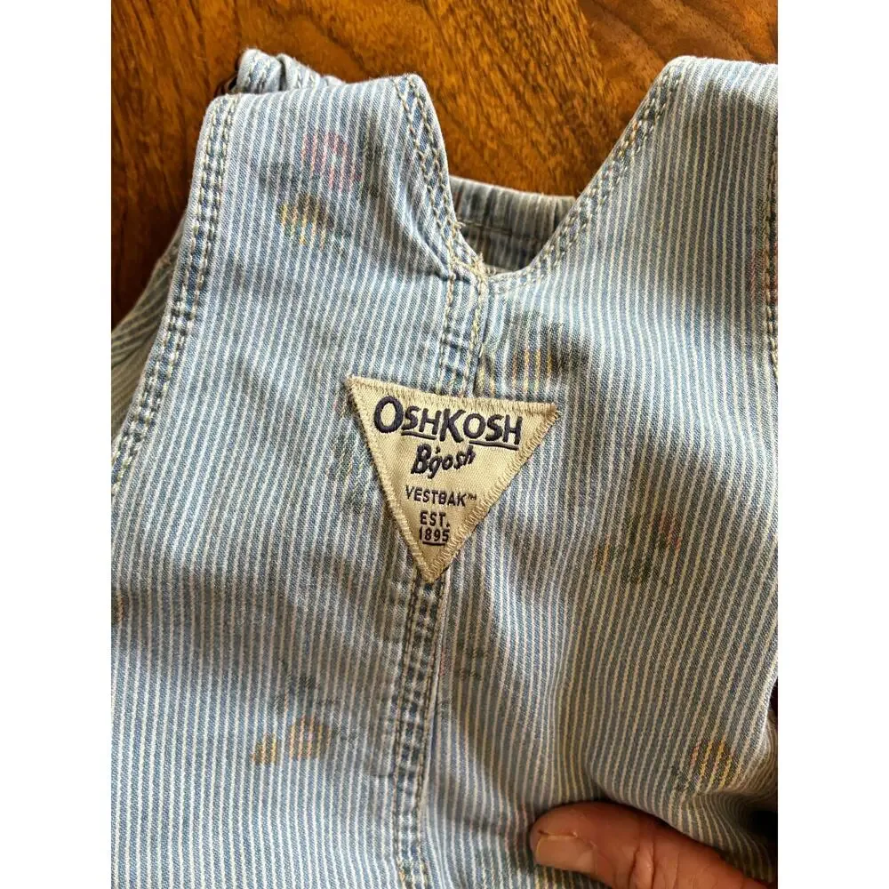 Vintage OshKosh B'Gosh toddler overalls striped floral 2T